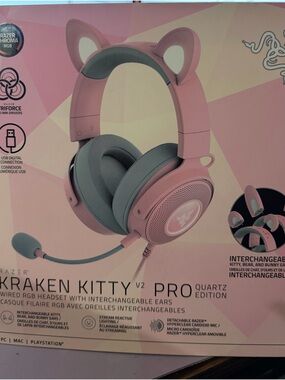 Razer Kraken Kitty V2 Pro Quartz Pink Headset with Cat Ears